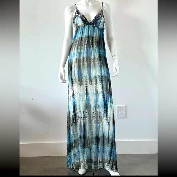 - Valerie From Bali With Love Silk Low V Back Sequin Trim Stunning maxi Medium - Picture 2 of 15